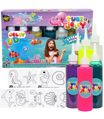 Tubi Jelly kūrybinis rinkinys - Undinėlė 6 spalvų, želinės figūrėlės