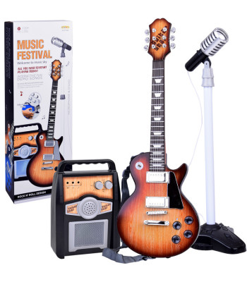 Elektrinė gitara su mikrofonu ir stiprintuvu vaikams Karaoke IN0171