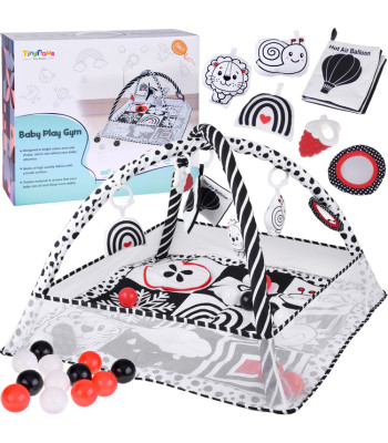 Kontrastinė edukacinė kilimėlė su kamuoliukų aikštele ir knygelė