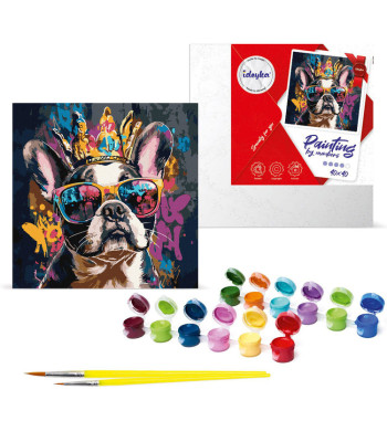 Tapyba pagal skaičius 40 x 40 cm "Šviesus buldogas"