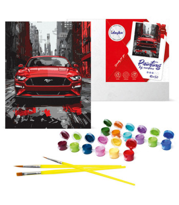 Piešimas pagal skaičius 40x50 cm - Raudonasis Mustangas sportinis automobilis