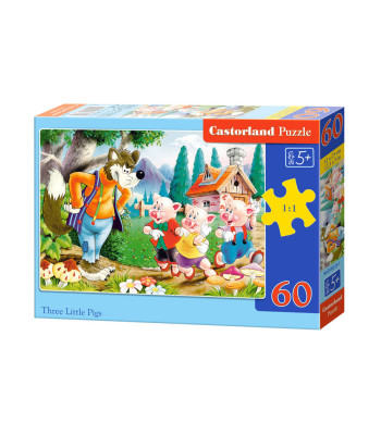 Trijų paršiukų dėlionė, 60 dalių