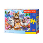 Dėlionė 70 vnt. Kačiukai su Gėlėmis