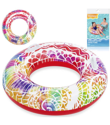Bestway Pripučiama plaukimo gelbėjimosi rata su rankenomis RAUDONA 91 cm