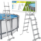 Bestway baseino kopėčios 132cm - saugios antislidžios metalinės 58332