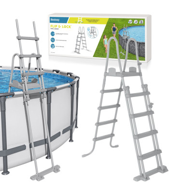 Bestway baseino kopėčios 132cm - saugios antislidžios metalinės 58332