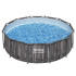 Bestway Baseinas su rėmu 366x100cm 8in1 medžio imitacija 5614X