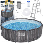 Bestway Baseinas su rėmu 366x100cm 8in1 medžio imitacija 5614X