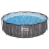 Bestway Baseinas su rėmu 366x100cm 8in1 medžio imitacija 5614X