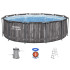 Bestway Baseinas su rėmu 366x100cm 8in1 medžio imitacija 5614X