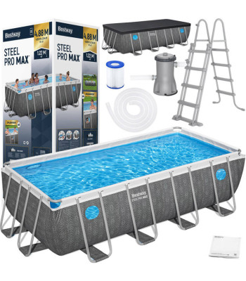 Bestway Rėminis Baseinas Splashview 488x244x122cm Pilka Ratanas 10in1 561MB