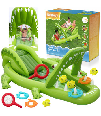 Bestway Vandens žaidimų aikštelė KROKODILAS 234x163x87cm su čiuožykla ir priedais 53169