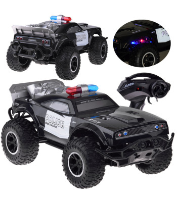 Didelis nuotoliniu būdu valdomas policijos monster truck su apšvietimu