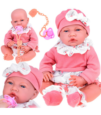 Interaktyvi lėlė Kūdikis 45 cm, minkšta ir interaktyvi, rožinis komplektas