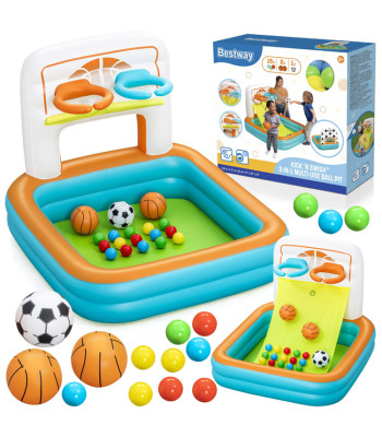 Bestway Sausas baseinas su kamuoliukais 3 viename Krepšinis + futbolas 120x107cm