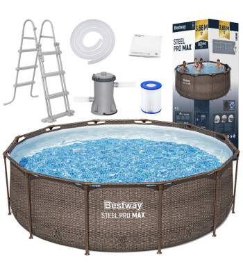 Bestway stelažinis baseinas 366x100 cm 9in1 ratanas 56709