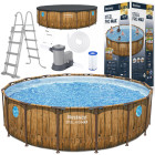 Bestway stelažinis baseinas medžio imitacija 488x122 11in1 56725
