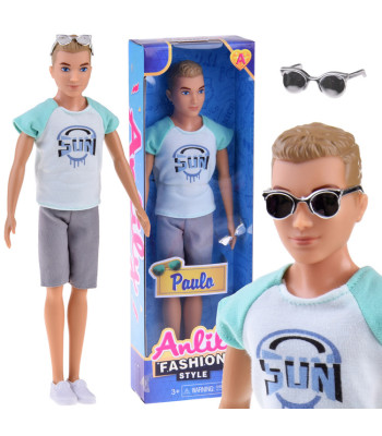 Anlily Lėlė vaikinas su šortais ir marškinėliais + akiniai