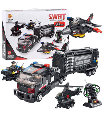 Techninių kaladėlių rinkinys policija SWAT 672 dalys su radariniu sraigtasparniu 6in1 ZA4620
