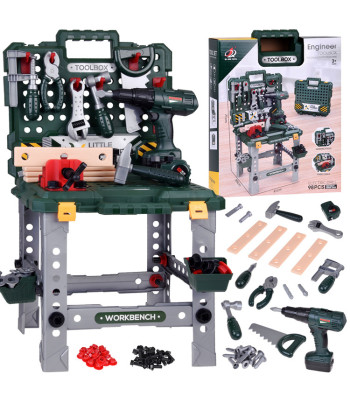 Vaikų meistro rinkinys su dirbtuvėmis ir baterine grąžtuve ZA5168