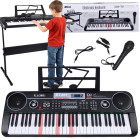 Keyboard su 61 Apšvietimo Klavišais, Mikrofonu ir Stovu