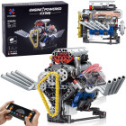 techninės kaladėlės „sukurk variklį“ su akumuliatoriumi, šviesa ir judesiu, 665 detalės