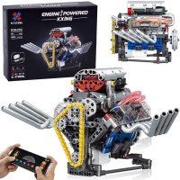 techninės kaladėlės „sukurk variklį“ su akumuliatoriumi, šviesa ir judesiu, 665 detalės