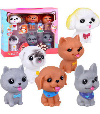 guminių šuniukų figūrėlių rinkinys, 6 vnt.