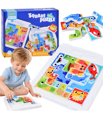 tetris dėlionė ir galvosūkis su jūros gyvūnais, 12 elementų za6136