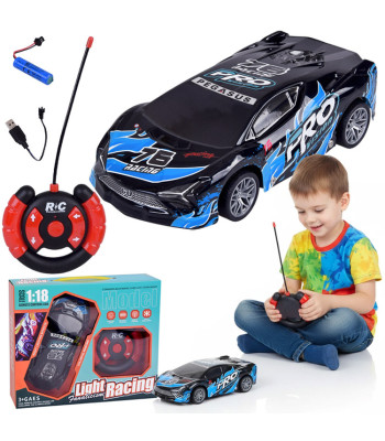 sportinis nuotoliniu būdu valdomas automobilis su šviečiančiu kėbulu 1:18 rc0754 ni
