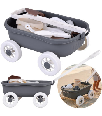 smėlio žaislų rinkinys su vežimėliu, kibirėliu ir formelėmis, 16 dalių za6143