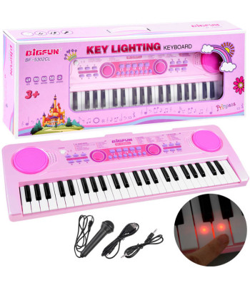 vaikiškas klavišinis sintezatorius su šviečiančiais klavišais in0151