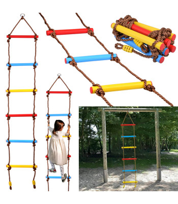 vaikiškos virvinės kopėčios su spalvotais skersiniais sp0755