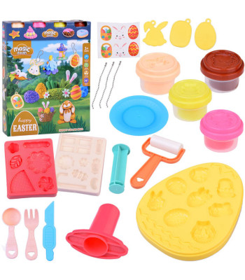 pastelinis velykinis plastilino rinkinys su formelėmis ir lipdukais za5506