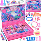 didelis grožio rinkinys undinėlė su šešėliais, nagų lakais, segtukais ir plaukų gumytėmis