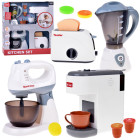 didelis žaislinių virtuvės prietaisų rinkinys su mikseriu, skrudintuvu, blenderiu ir kavos aparatu za5577