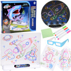 3d piešimo lenta su led apšvietimu, flomasteriais ir akiniais ta0114