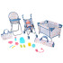 deluxe lėlės kūdikio rinkinys su vežimėliu, lovyte, maitinimo kėdute ir priedais 16 dalių