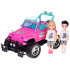 nuotoliniu būdu valdomas rožinis automobilis lėlėms su berniuko ir mergaitės figūrėlėmis