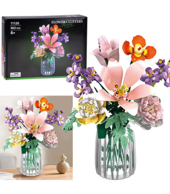 konstruktorius gėlės – 9 augalų lauko gėlių puokštė, 563 detalės