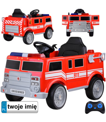 elektrinis gaisrinės automobilis vaikams su pulteliu pa0313