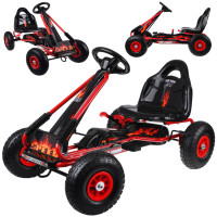 didelis vaikiškas pedalinis gokartas su reguliuojama sėdyne ir pripučiamais ratais sp0839