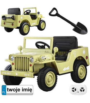 vaikiškas karinis elektromobilis willys su pultu