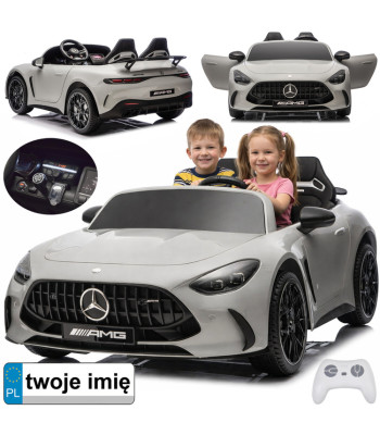 vaikiškas elektromobilis mercedes amg gt63 dviem vaikams pilkas