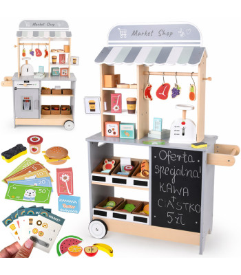 medinė vaikų parduotuvė market su interaktyviu ledukų dozatoriumi za6167