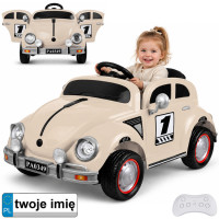 vaikiškas elektrinis automobilis garbus retro smėlinis su supimo funkcija