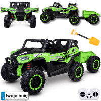 dvivietis elektrinis bagis vaikams 4x4 su priekaba pa0342