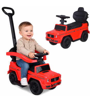 Raudonas paspiriamas automobilis Mercedes G-Class su stūmimo rankena ir garsais ZA6173 CZ