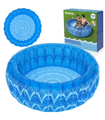 Bestway Bohemian Blue pripučiamas baseinas su 2 puodelių laikikliais, 168 x 53 cm