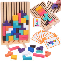 Medinė loginė dėlionė su spalvotomis kaladėlėmis, Tetris ZA6613